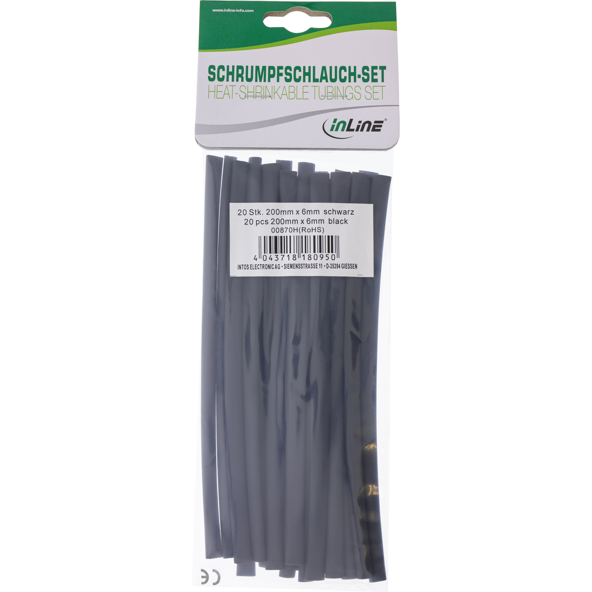 Inline® Schrumpfschlauch 200mm lang, 6mm > 3mm 20er Pack
