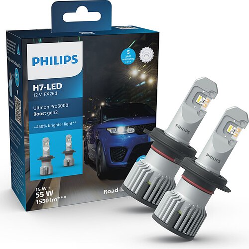 Philips H7 12/24 16W Ultinon Pro6000 Boost Gen2 +450% mit Straßenzulassung 2 Stück