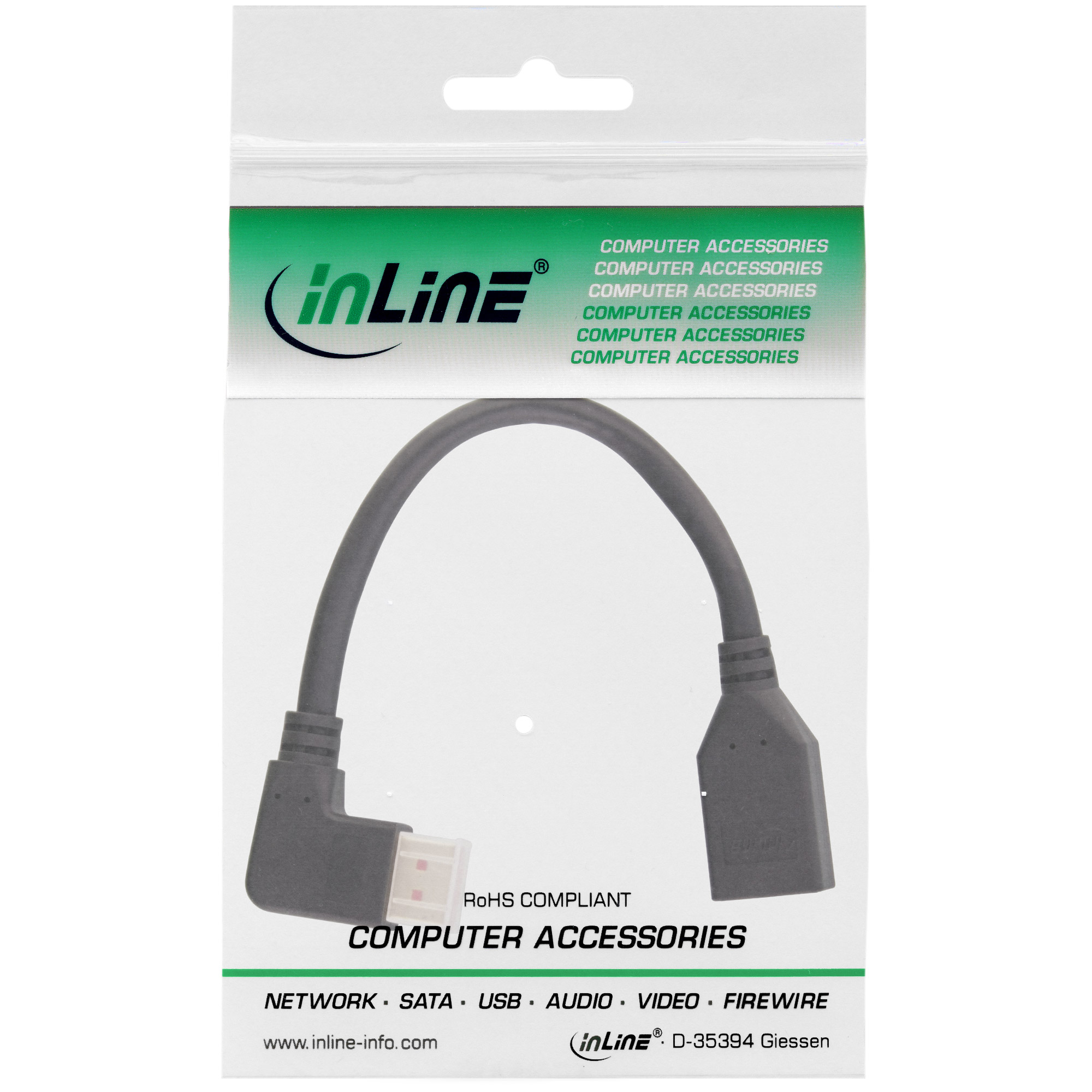 Inline® DisplayPort 1.4 Adapterkabel ST/BU, 8K4K, links gewinkelt