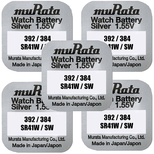 5x Murata SR41 392 / 384 MultiDrain Silberoxid Batterie 1,55 V