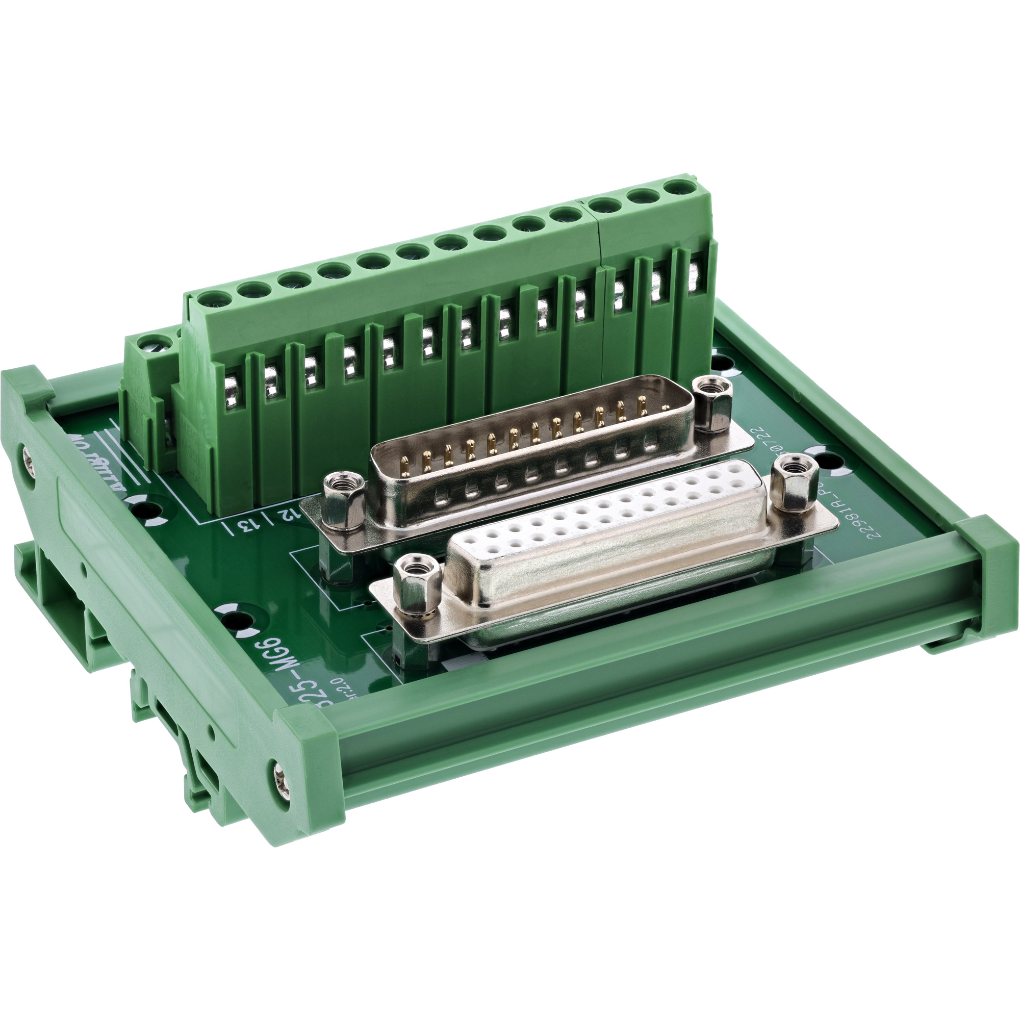 InLine® D-Sub 25 Terminalblock, Stecker/Buchse, Schraubklemme, für Hutschiene