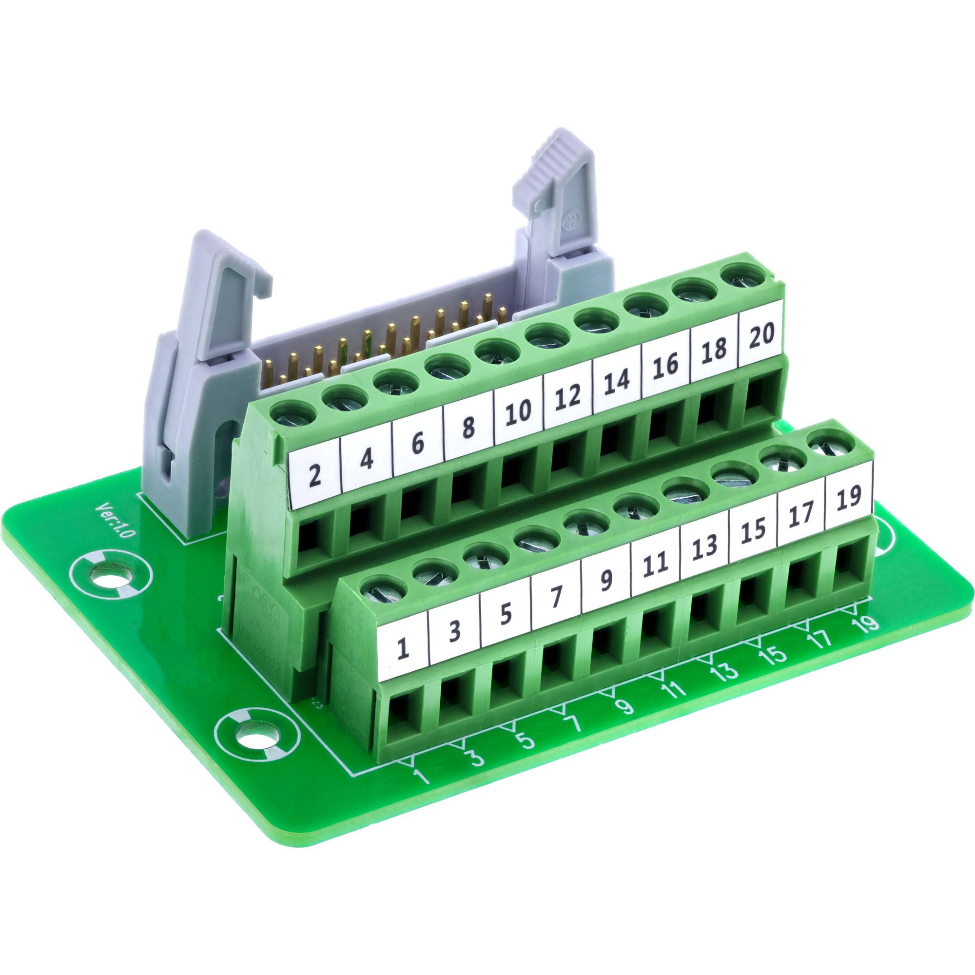 InLine® IDC 20 Buchse an Terminalblock, 10-polig, auf Platine