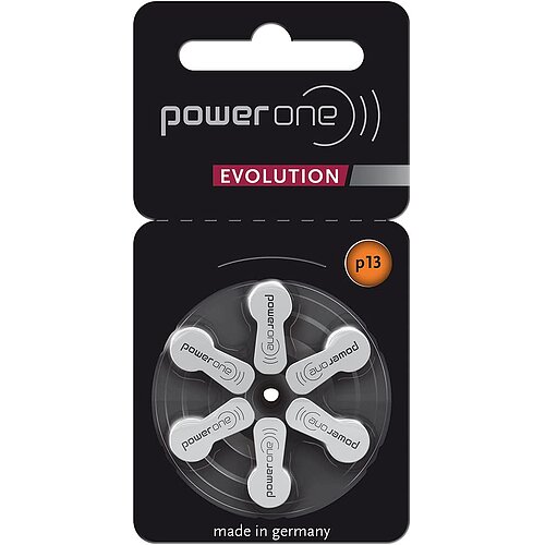 6x Typ 13 PR48 Power One Evolution Hörgerätebatterien 1,45 V - Orange