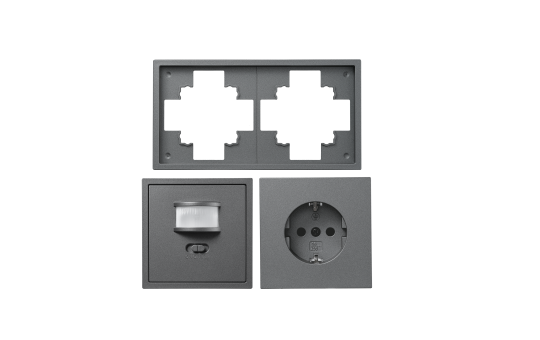 Schalter und Steckdosen Set McPower Shallow ''PIR'' anthrazit, 3-teilig Schalter und Steckdosen Set McPower Shallow ''PIR'' anthrazit, 3-teilig