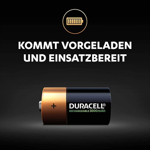 Duracell NiMH Baby C 3000mAh HR14 Rechargeable Akku - 2er Verpackung
