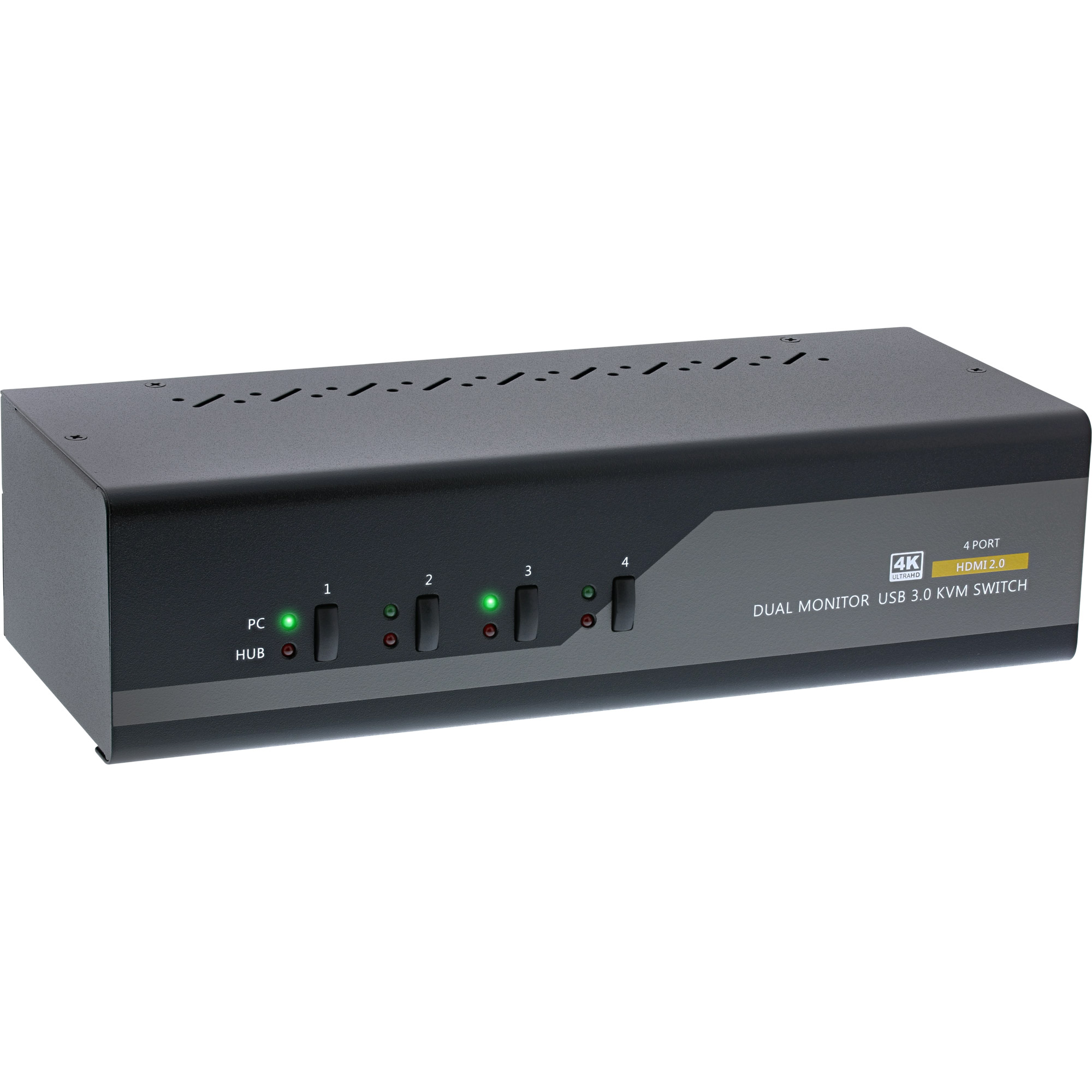 Inline® KVM Desktop Switch, 4-fach, Dual Monitor, HDMI, 4K, USB 3.0, Audio