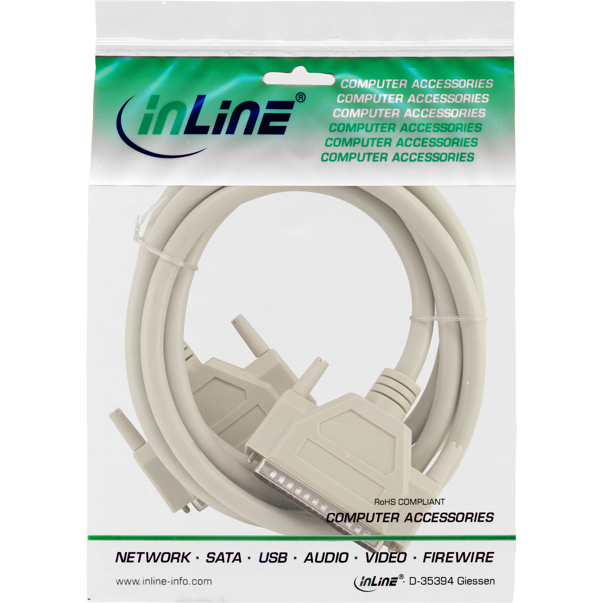 Inline® Serielles Kabel, 37pol Stecker / Stecker, vergossen, 1:1 belegt, 5m Inline® Serielles Kabel, 37pol Stecker / Stecker, vergossen, 1:1 belegt, 5m
