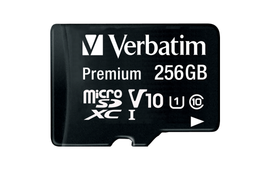 Micro SDHC Card Verbatim, 256GB Speicherkapazität, inkl. Adapter, Class 10