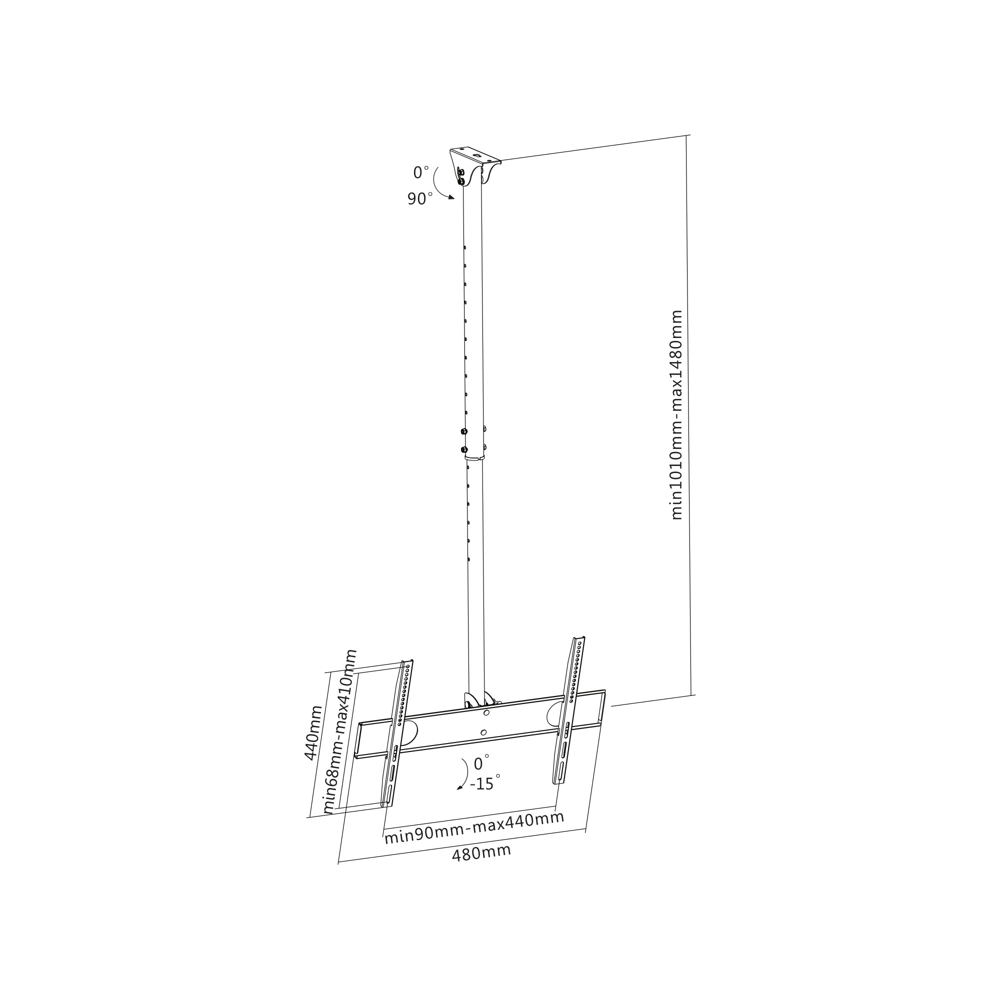 Inline® Deckenhalterung, für LED/LCD/Plasma, 81-140cm (32-55"), bis 50kg