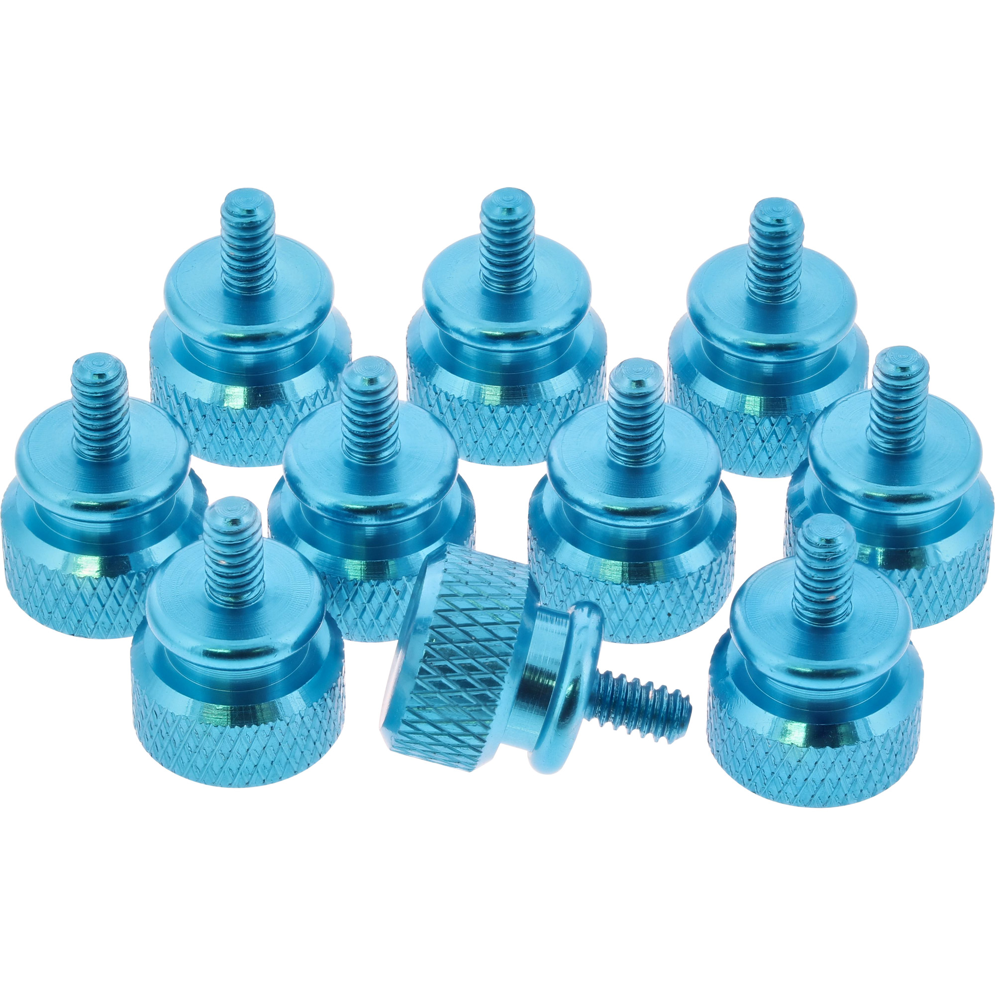 10x Inline® Rändelschrauben für Gehäuse, Alu, blau