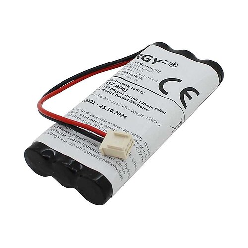 Akkupack NiMH 7,2V 1600mAh L3x2 Mignon AA mit 130mm Kabel und Stecker ersetzt Tunstall Electronics D3606005