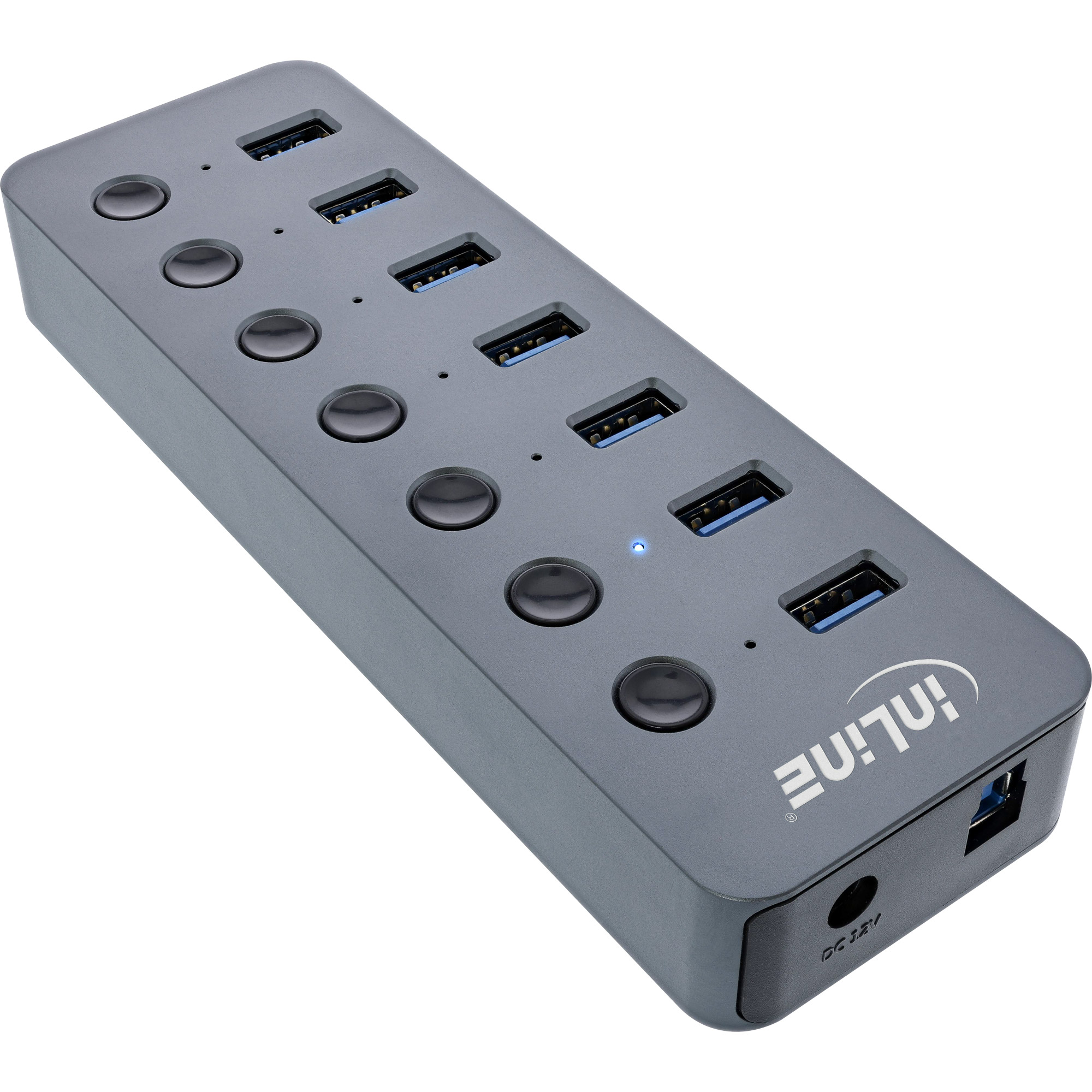 Inline® USB 3.0 Hub, 7-Port, mit Schalter, Aluminium, grau, mit Netzteil Inline® USB 3.0 Hub, 7-Port, mit Schalter, Aluminium, grau, mit Netzteil