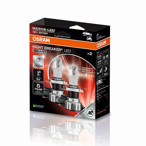 OSRAM H4/H19 NIGHT BREAKER LED SMART +330% StVZO-Konforme LED 2 Stück