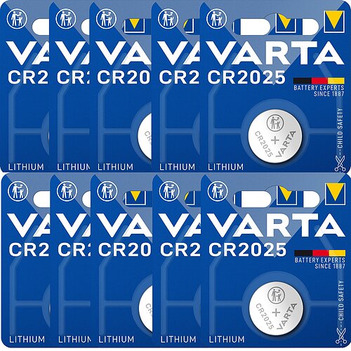 Varta CR2025 Lithium Knopfzelle 3V Batterie - 10er Verpackung Varta CR2025 Lithium Knopfzelle 3V Batterie - 10er Verpackung
