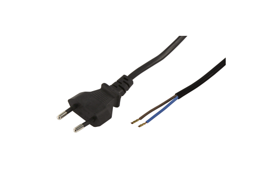 Euro-Netzkabel McPower mit blanken Enden Länge 1,5m, 2x0,75 mm², schwarz