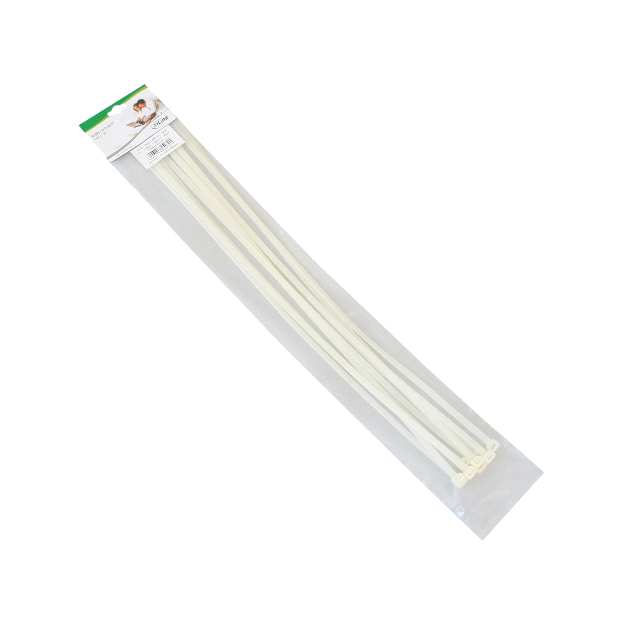 Inline® Kabelbinder, Länge 650mm, Breite 9mm, natur, 10 Stück