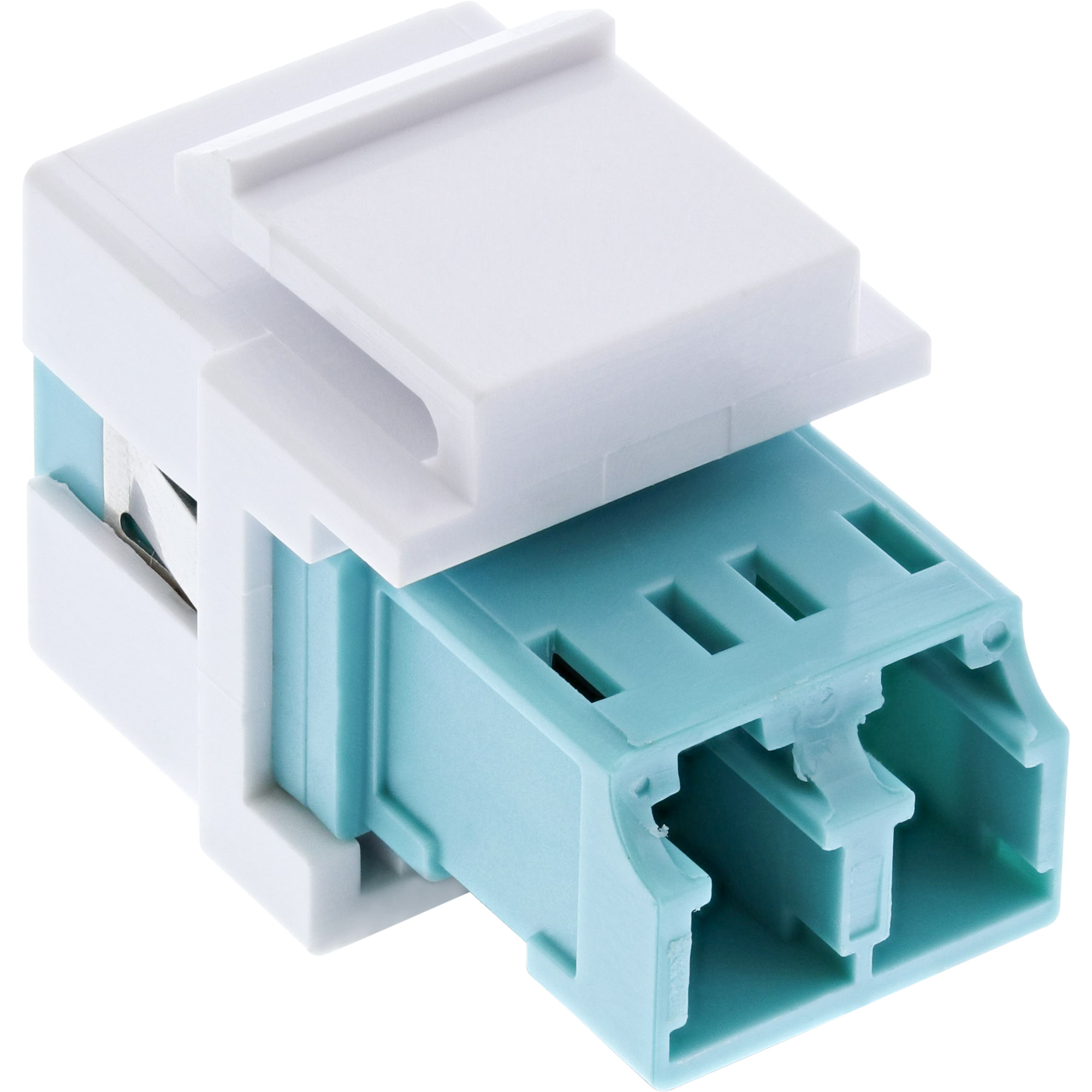Inline® LWL Keystone Snap-in Kupplung weiß, Duplex LC/LC, multimode, türkis