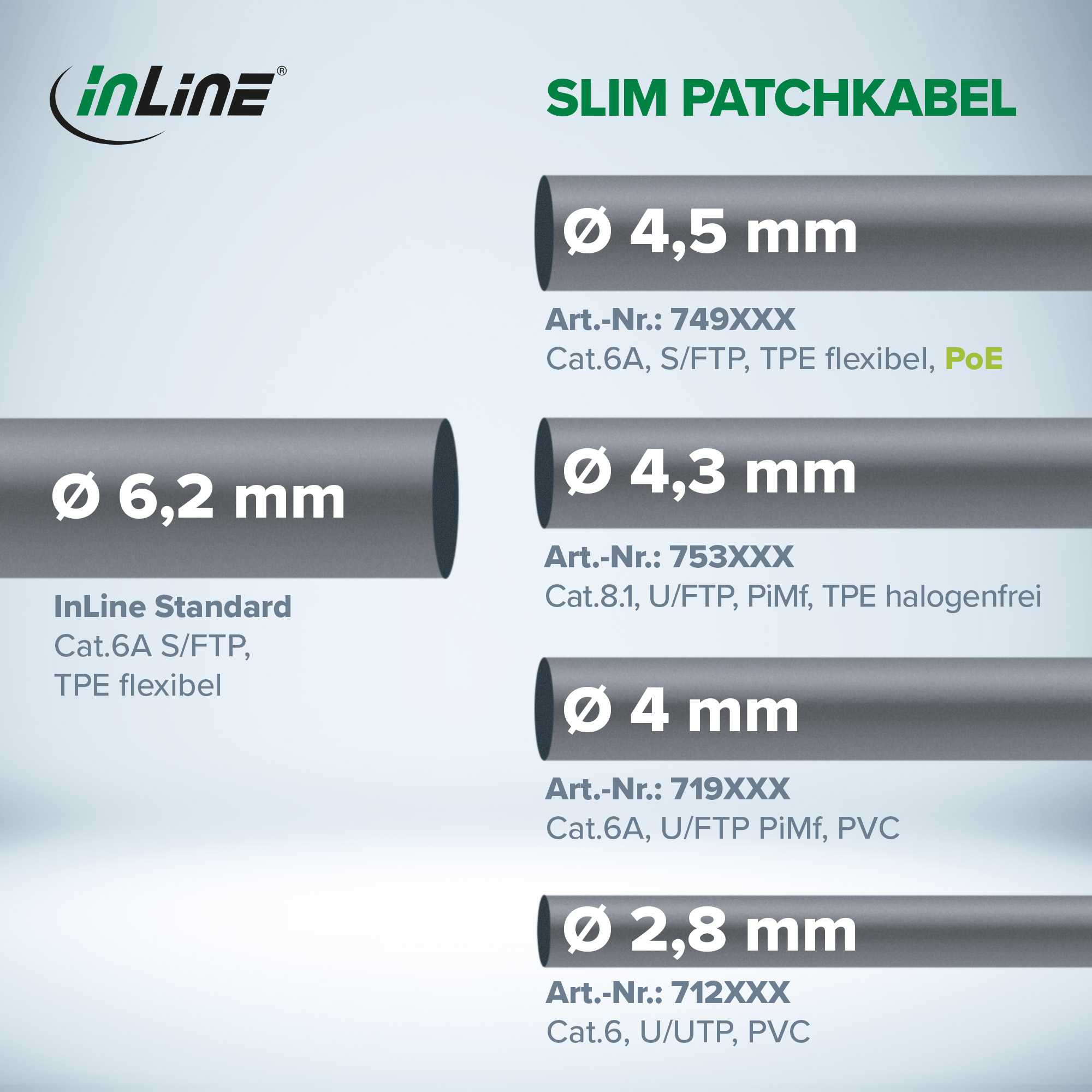 Inline® Slim Patchkabel - U/UTP- Cat.6 - Schwarz - 7,5m