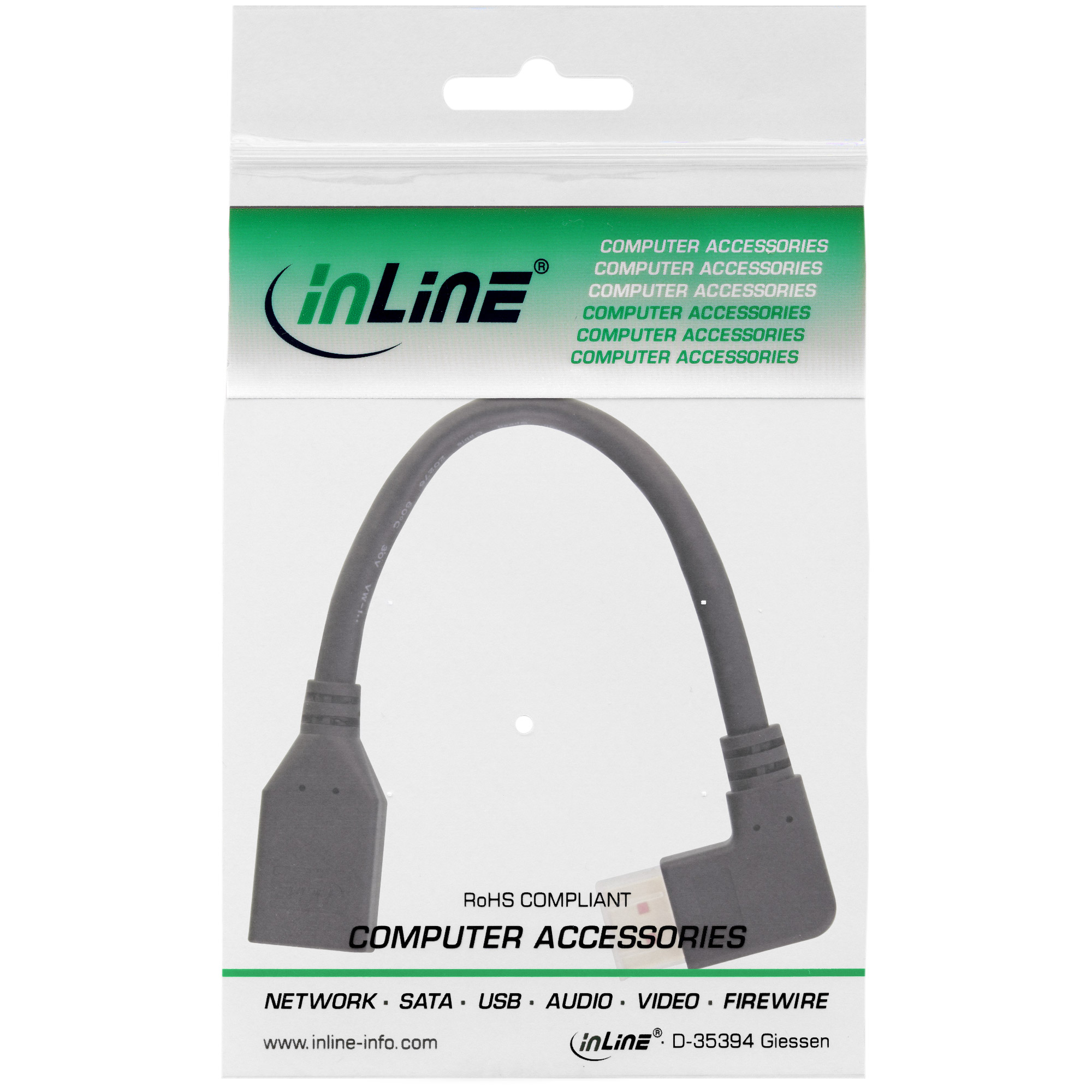 Inline® DisplayPort 1.4 Adapterkabel ST/BU, 8K4K, rechts gewinkelt