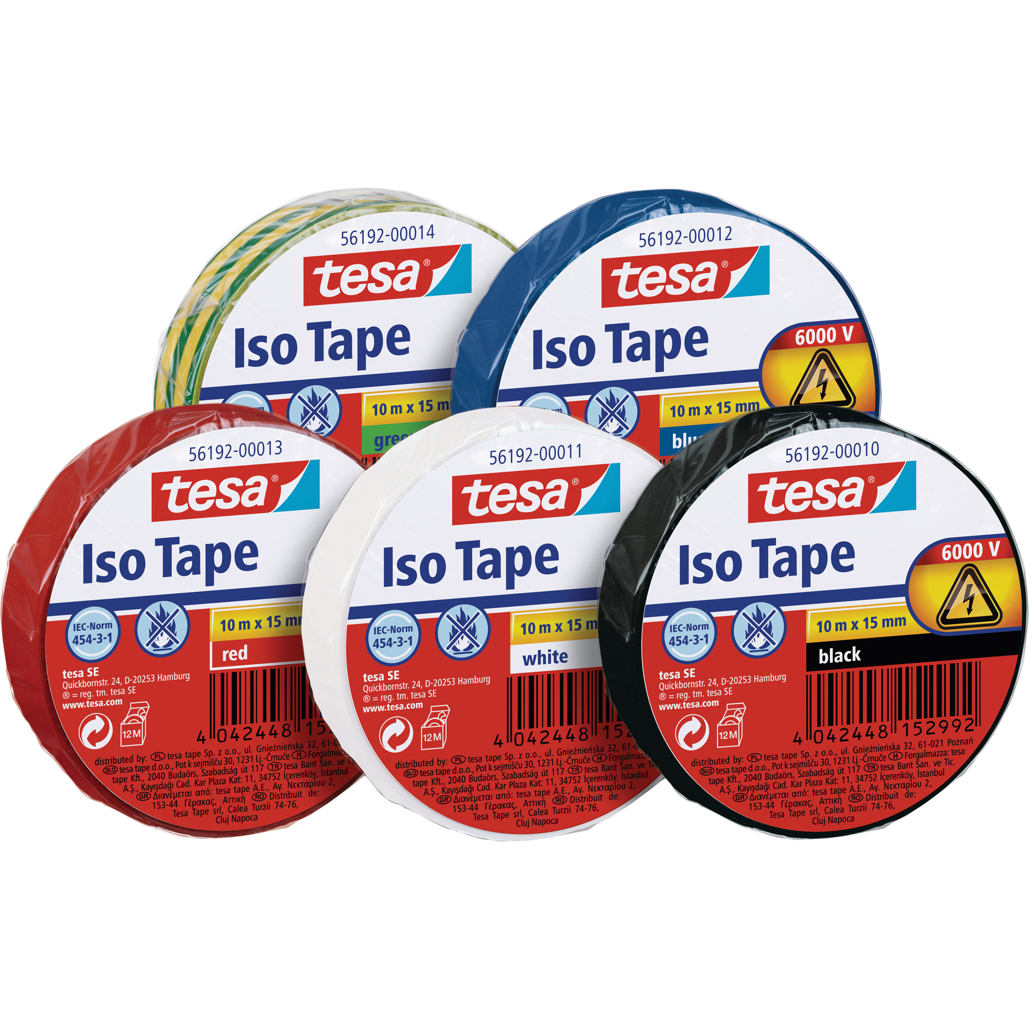 tesa Isolierklebeband, 10m x 15mm, grün/gelb
