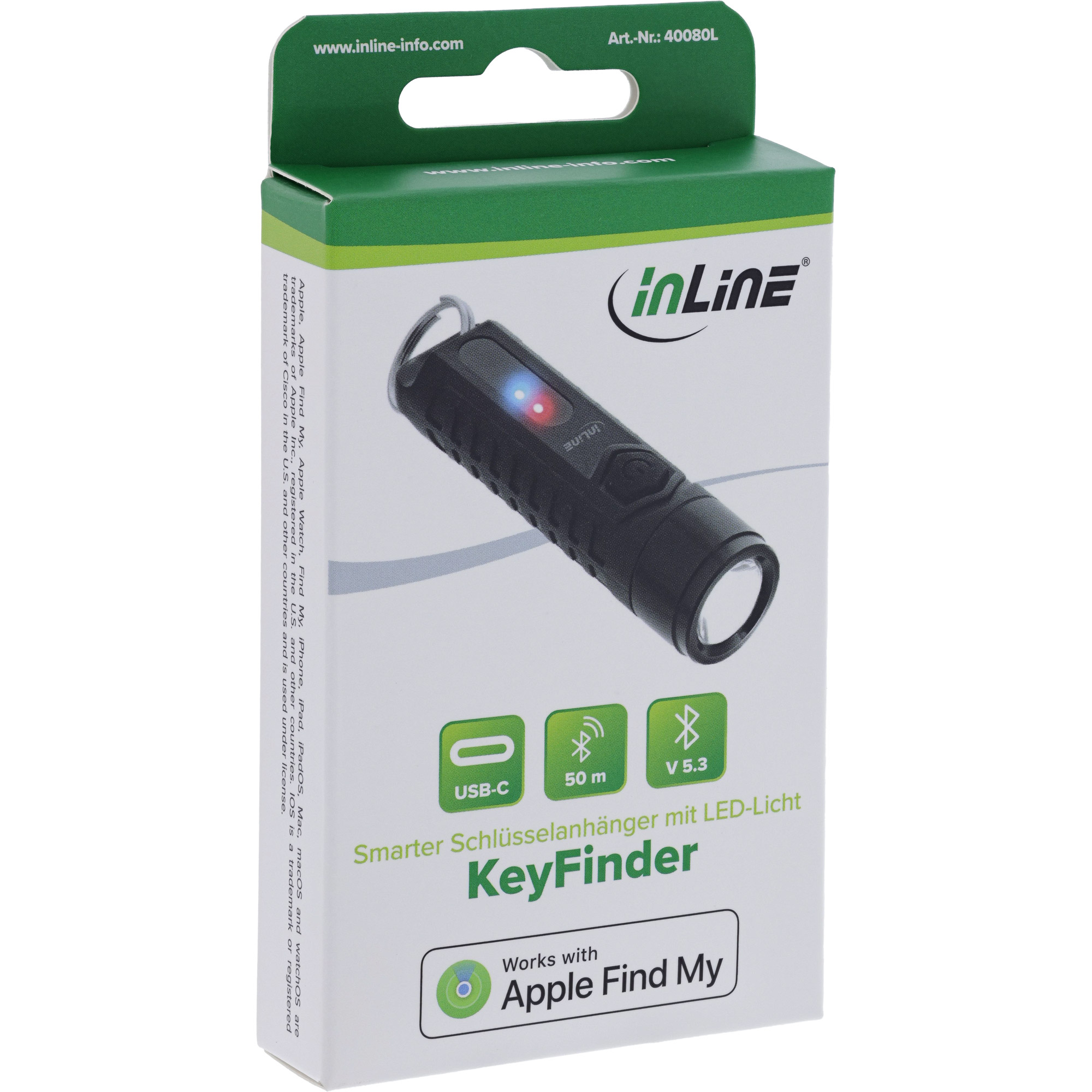 InLine® KeyFinder, smarter Schlüsselanhänger mit LED-Licht, 300mAh, IP65 InLine® KeyFinder, smarter Schlüsselanhänger mit LED-Licht, 300mAh, IP65