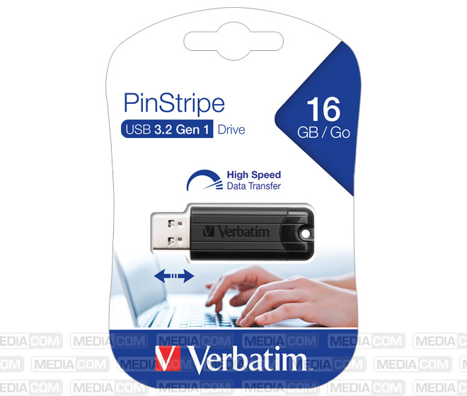 USB 3.2 Stick 16GB, PinStripe, schwarz