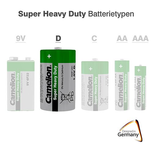 2x Camelion Super Heavy Duty Mono D R20 Zink Kohle Batterie