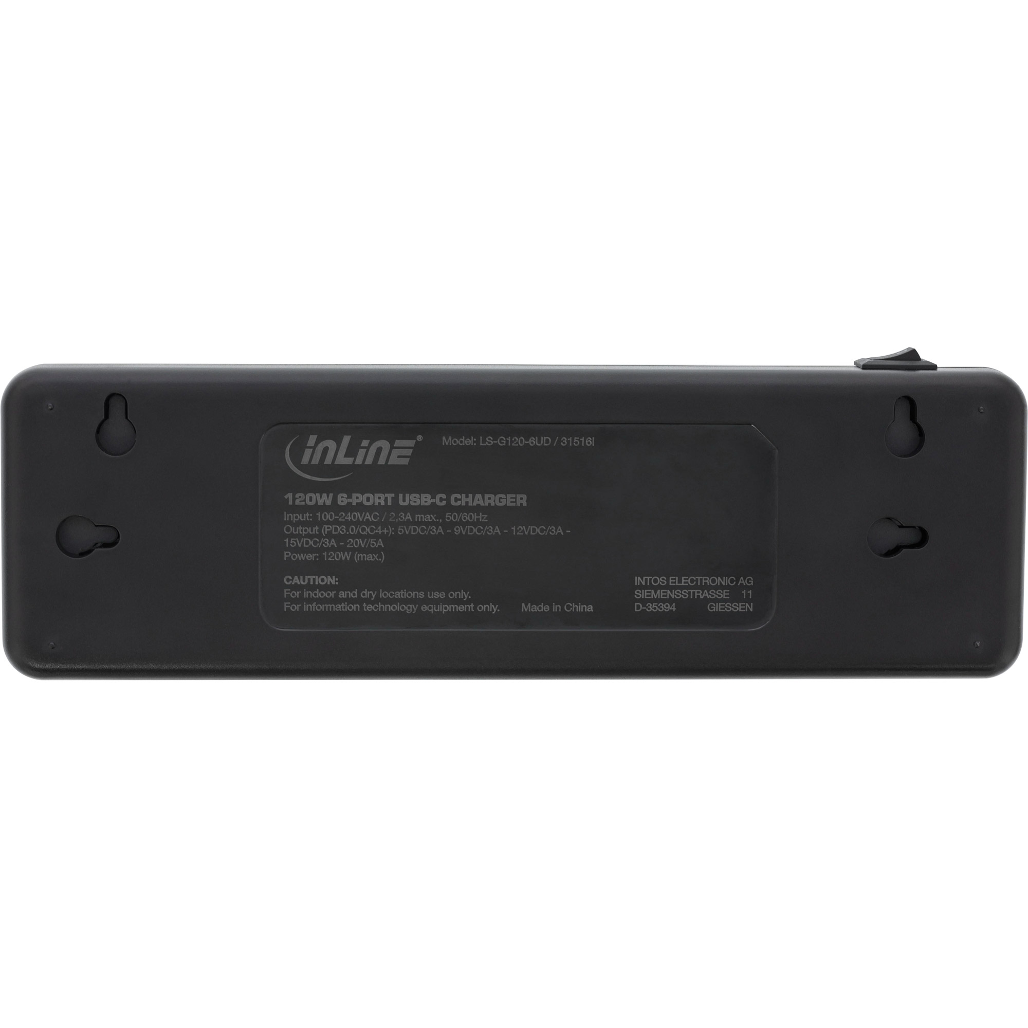 Inline® Multiport Netzteil, Ladegerät, 6x USB-C, PD 3.0, GaN, schwarz