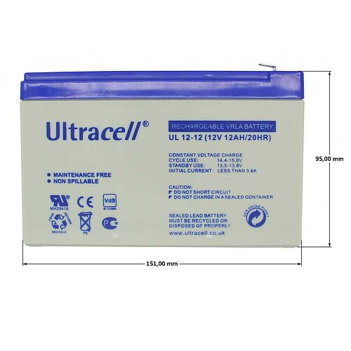 Ultracell UL12-12 12V 12Ah 4,8 mm Faston Ultracell UL12-12 12V 12Ah 4,8 mm Faston
