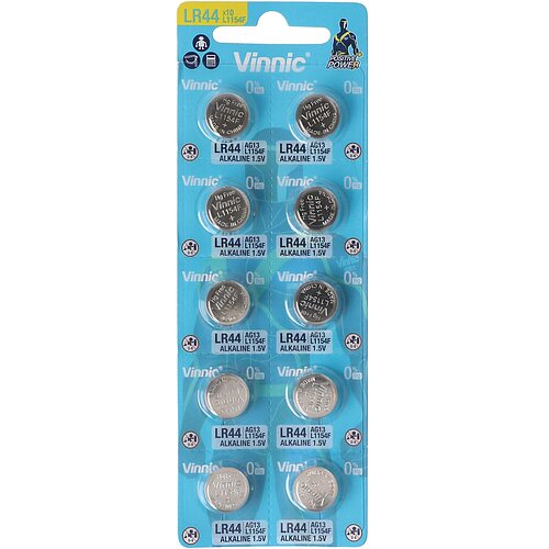 10x Vinnic AG13 LR44 LR1154 357 1.5V Alkaline Knopfzelle