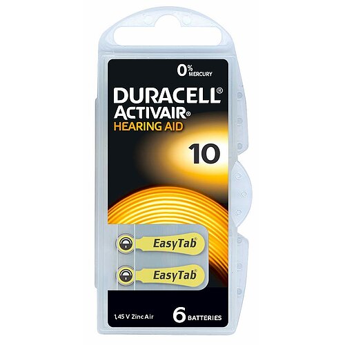 Typ 10 PR70 Duracell Hörgerätebatterien - Gelb - 6 Stück