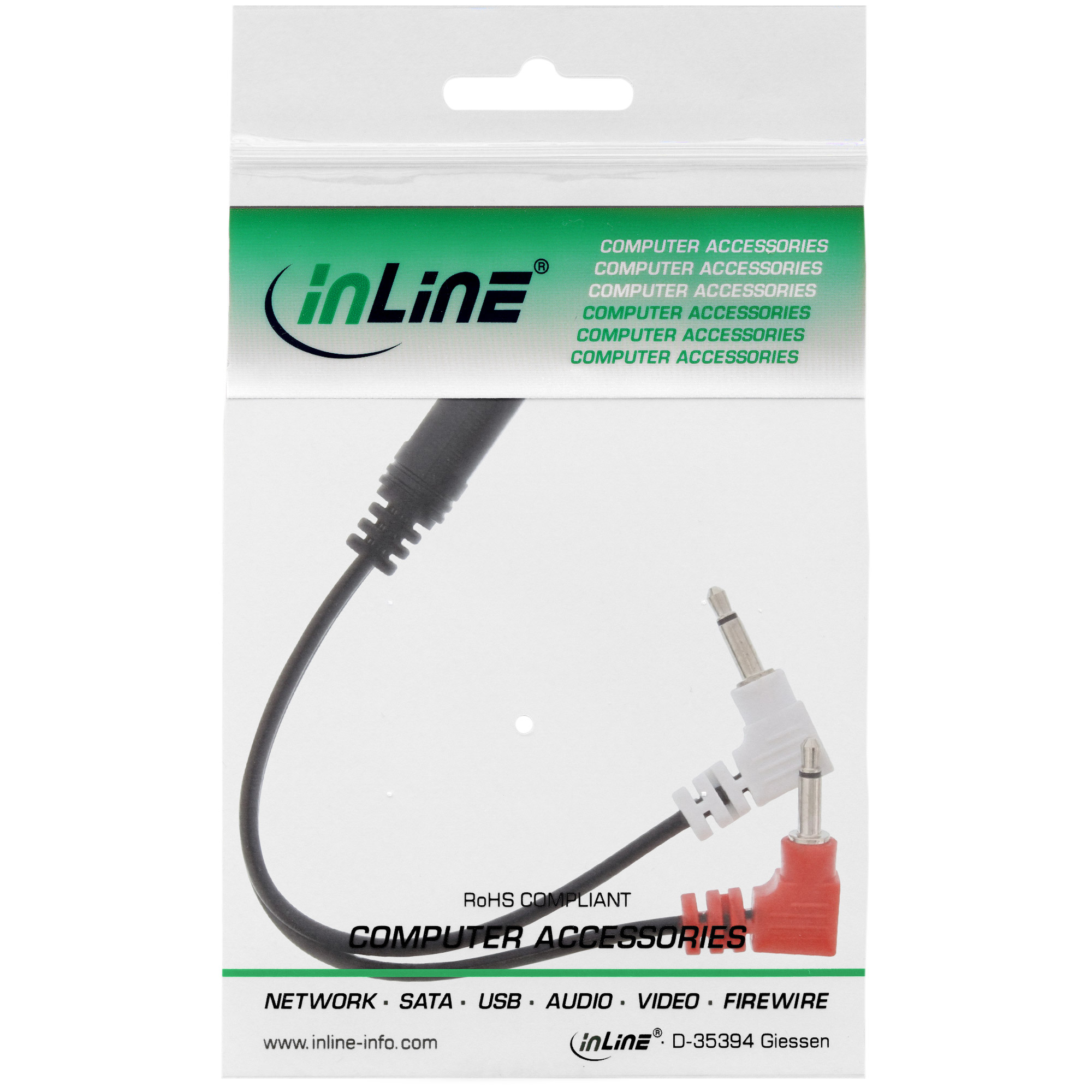 0.15m - Inline® Audio Kopfhörer Flugzeug-Adapterkab., 2x 3,5mm ST / 3,5mm BU 3pol