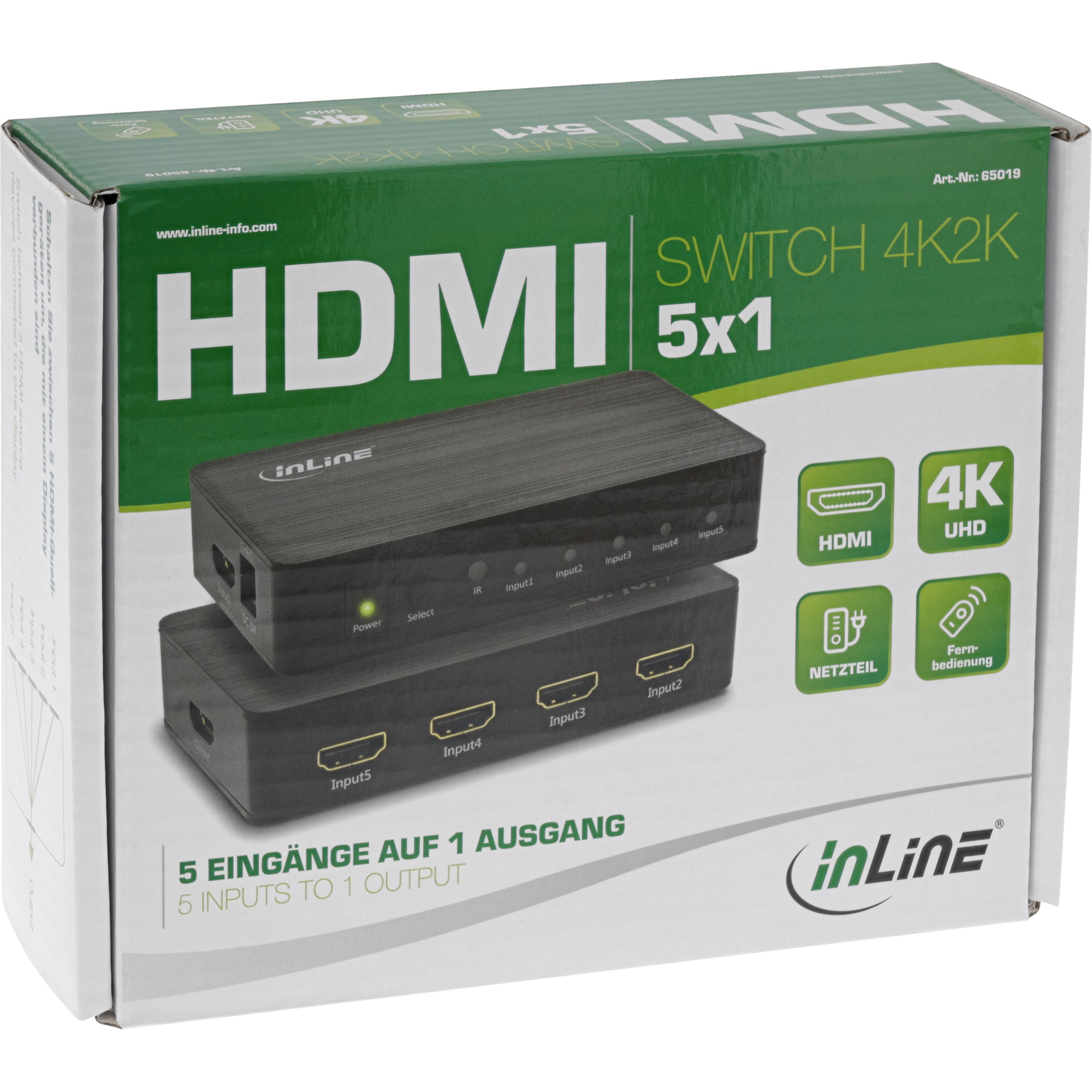 Inline® HDMI Switch, 5-fach, 4K2K@60Hz, HDCP 2.2