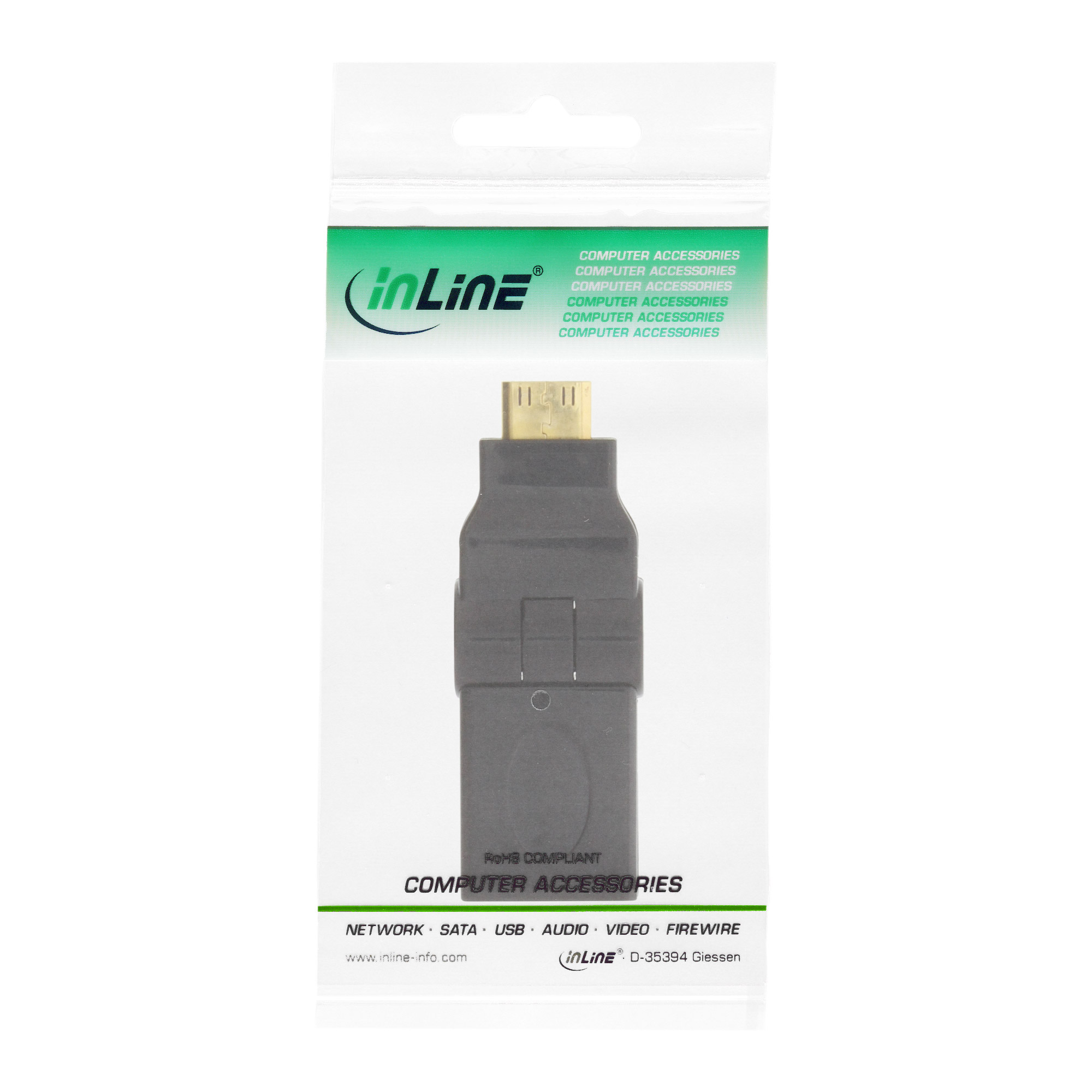 Inline® HDMI Adapter, HDMI A Buchse auf Mini HDMI C Stecker, flexibel, 4K2K Inline® HDMI Adapter, HDMI A Buchse auf Mini HDMI C Stecker, flexibel, 4K2K