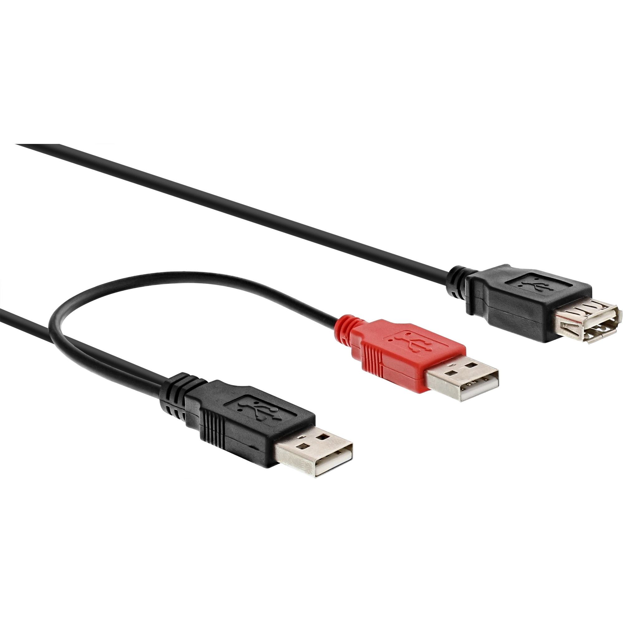 Inline® USB 2.0 Y-Anschlusskabel, 2x Stecker A an Buchse A, 0,2m