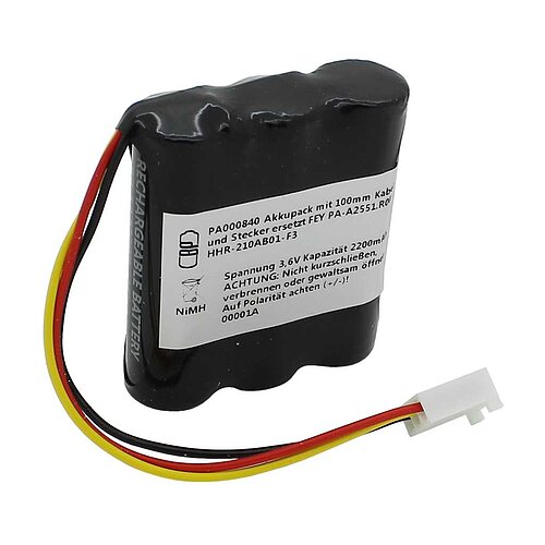 Akkupack NiMH 3,6V 2200mAh mit 100mm Kabel und Stecker ersetzt FEY PA-A2551.R001 HHR-210AB01-F3
