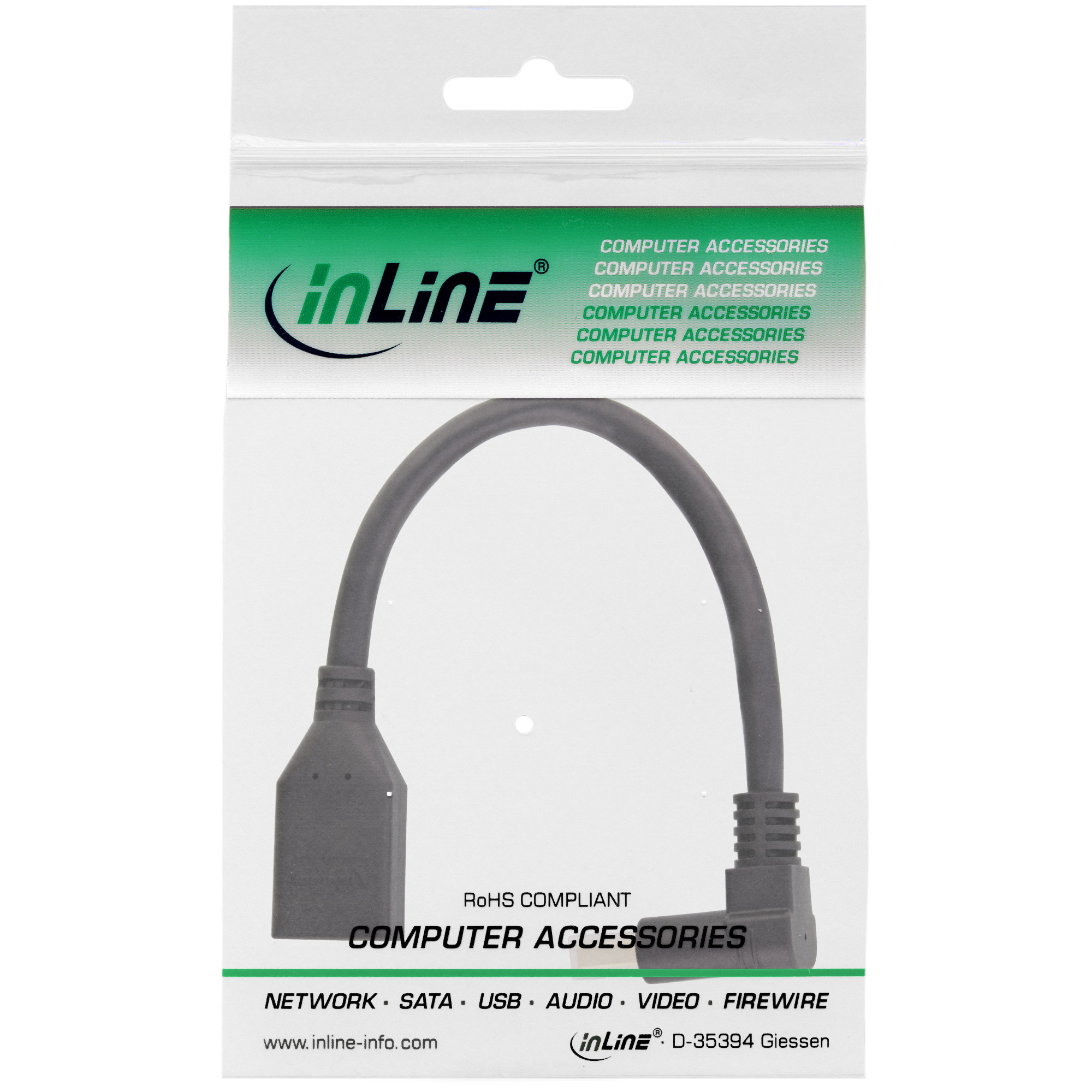 Inline® DisplayPort 1.4 Adapterkabel ST/BU, 8K4K, nach unten gewinkelt
