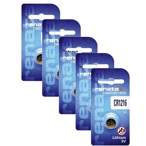 5x Renata CR1216 Lithium Knopfzelle 3V Batterie