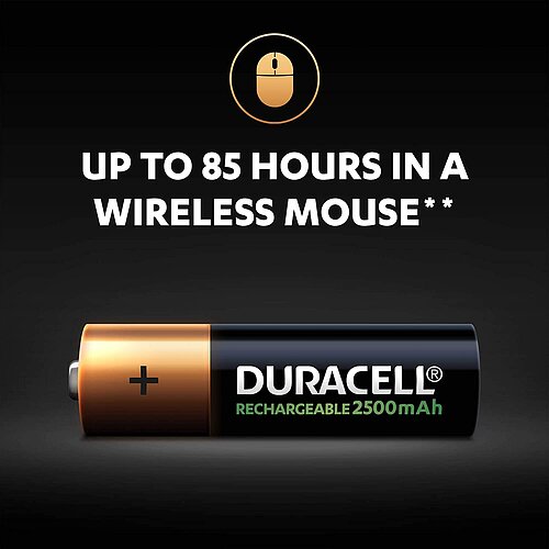 2x Duracell NiMH AA Mignon 2500mAh HR6 Akku