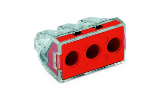 Verbindungsdosenklemme WAGO, ein- und mehrdrähtige Leiter, max. 6mm², rot Verbindungsdosenklemme WAGO, ein- und mehrdrähtige Leiter, max. 6mm², rot