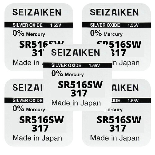 5x SR516SW SR62 317 Silberoxid Batterie Seizaiken 1,55V