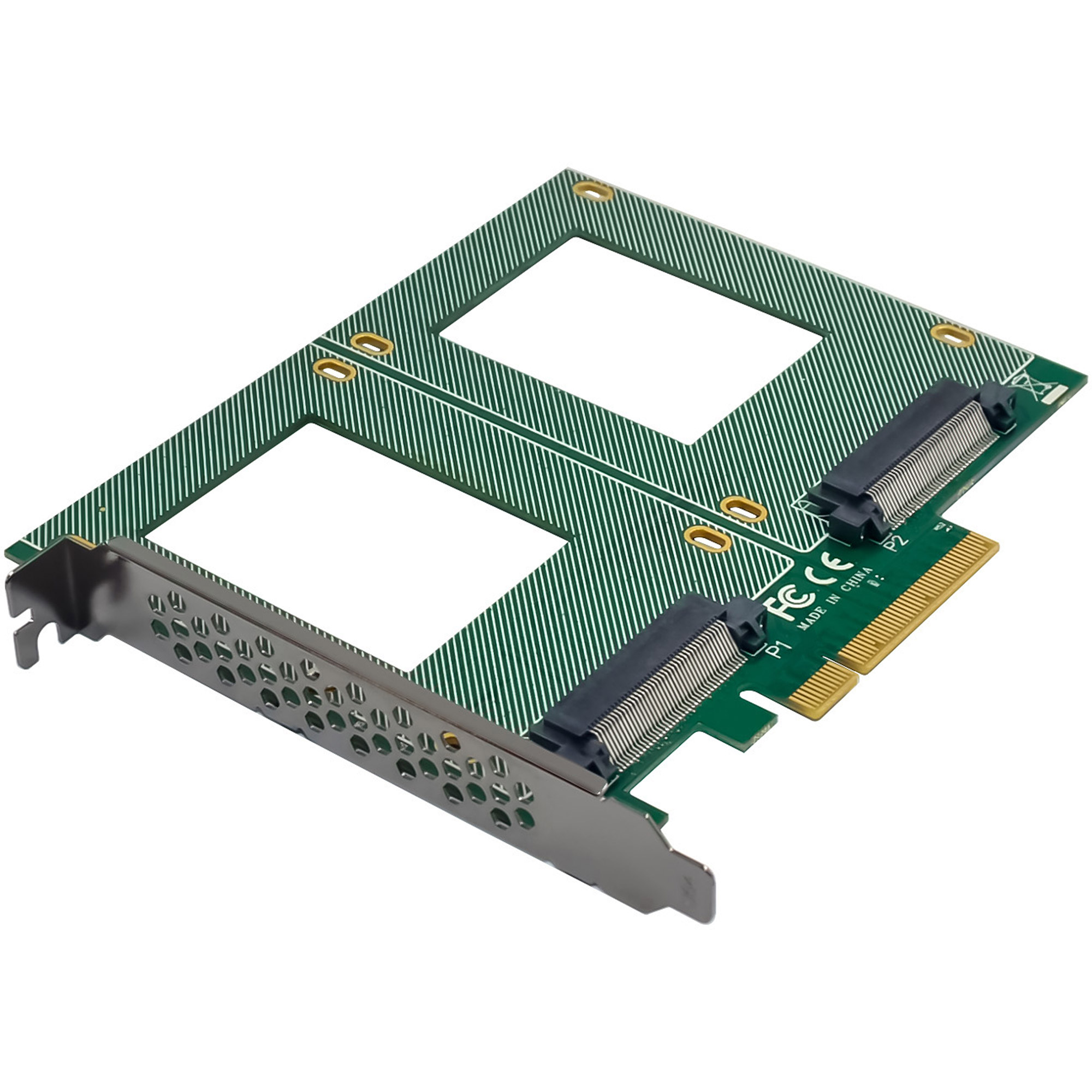 InLine® PCIe Karte zu 2x intern U.2 NVMe SFF-8639 - Bifurcation, PCIe x8, breit