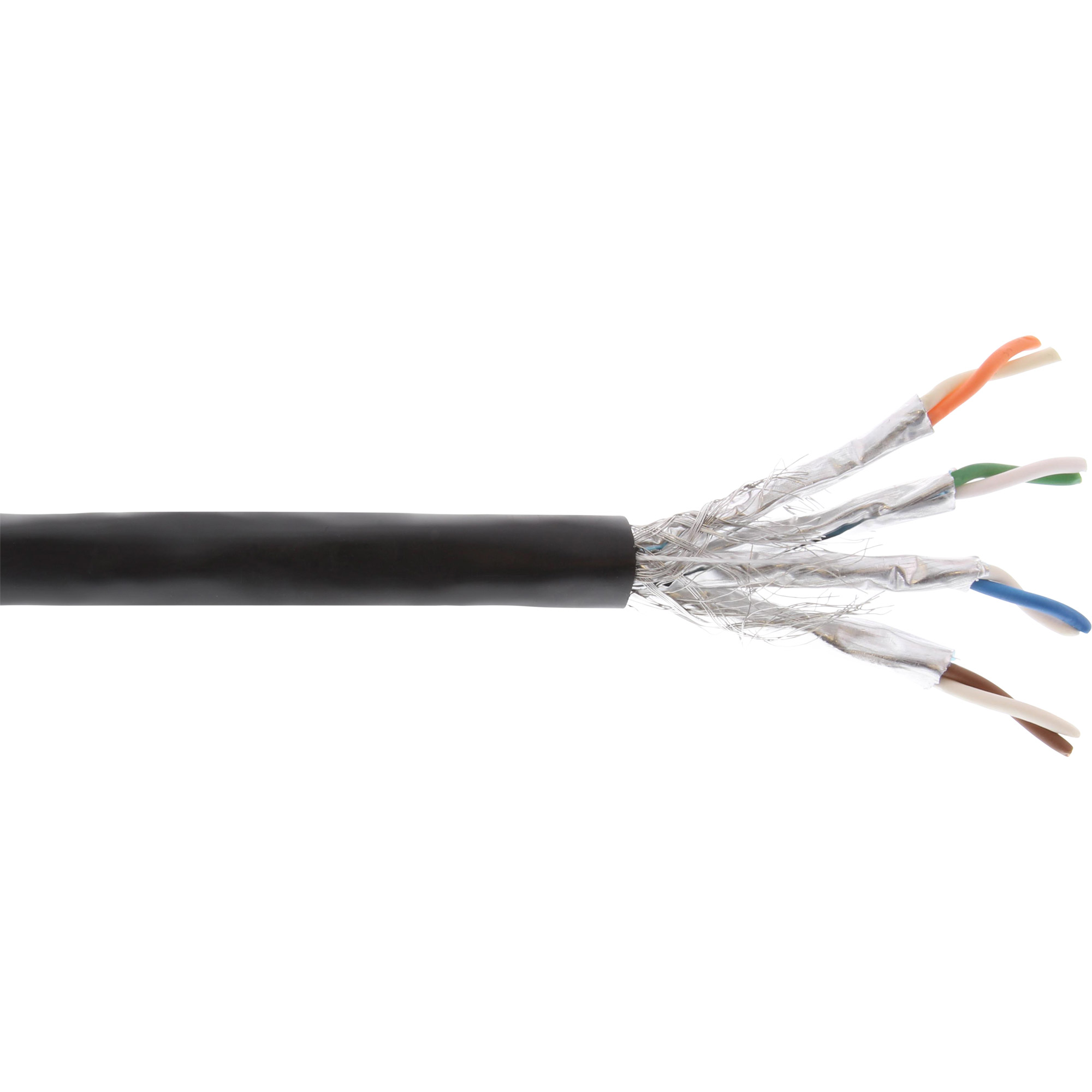 100m - Inline® außen-Verl.-kab. Cat.7a, S/FTP (PiMF) 4x2x0,58 AWG23, PE-Man. schw.