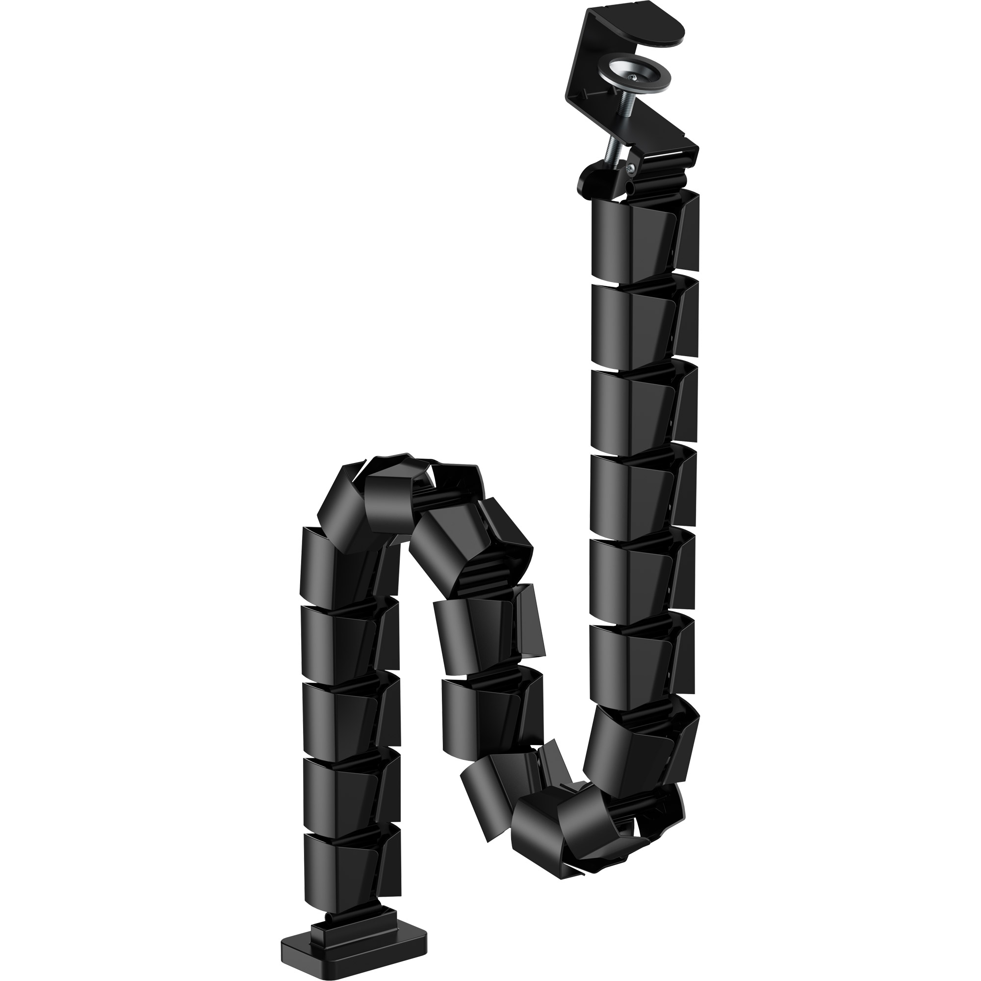 InLine® Kabelkanal flexibel für höhenverstellbare Tische mit Tischklemme Schwarz