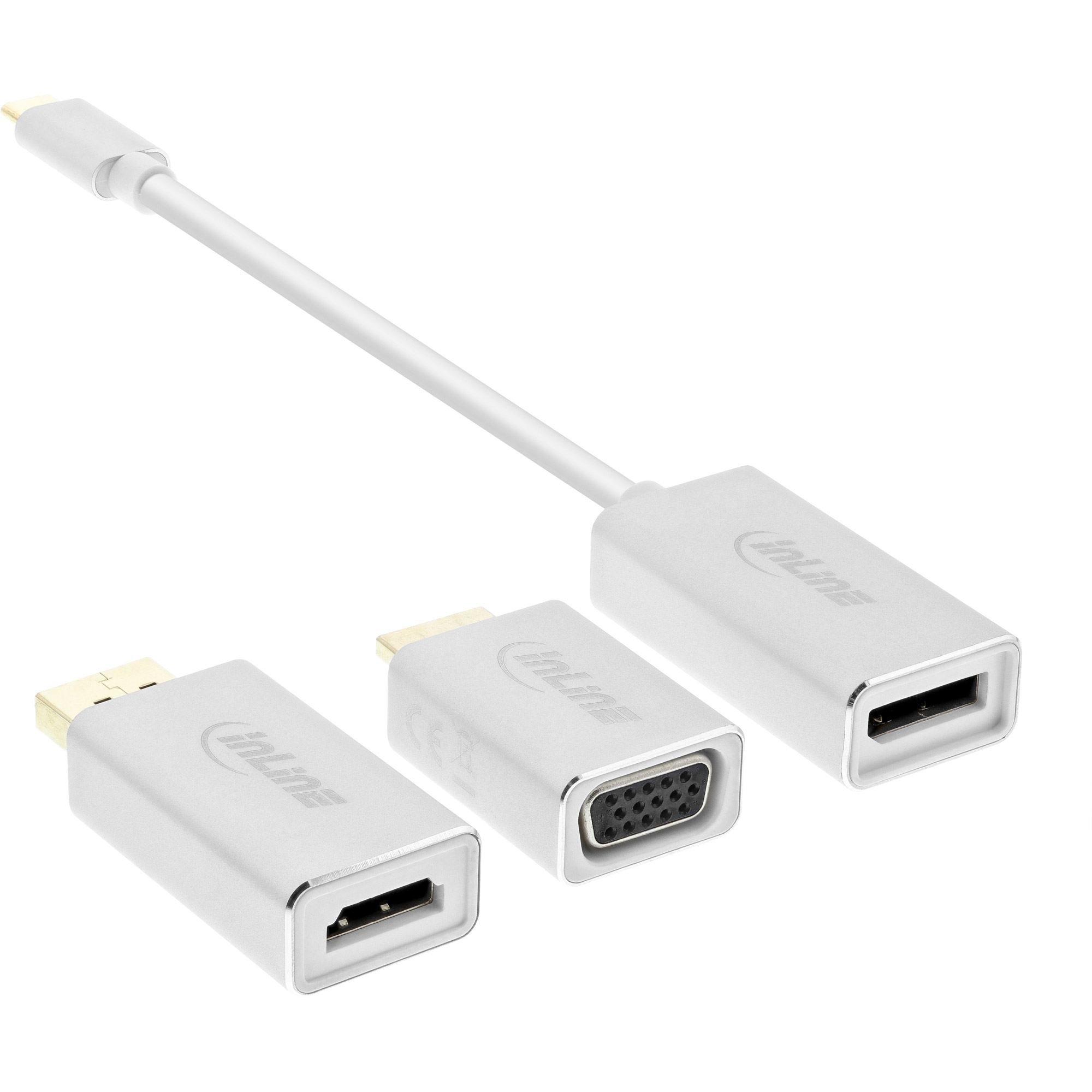 Inline® USB Display Konverter Set 6-in-1, 4K/60Hz silber