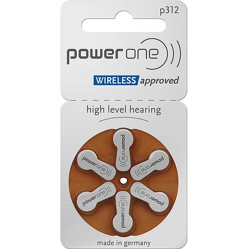 Typ 312 PR41 Power One Hörgerätebatterien 1,45 V - Braun - 6 Stück