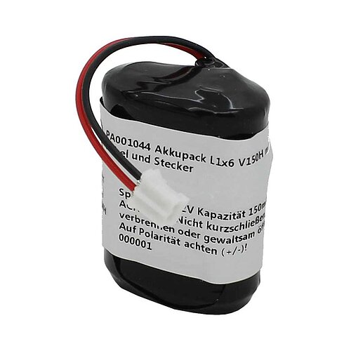 Akkupack NiMH 7,2V 150mAh L1x6 V150H mit Kabel und Stecker Akkupack NiMH 7,2V 150mAh L1x6 V150H mit Kabel und Stecker