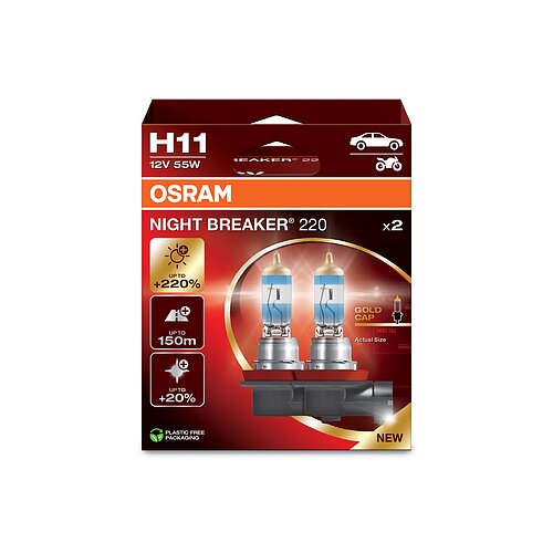 OSRAM H11 12V 55W PGJ19-2 NIGHT BREAKER® 220 +220% 2 Stück