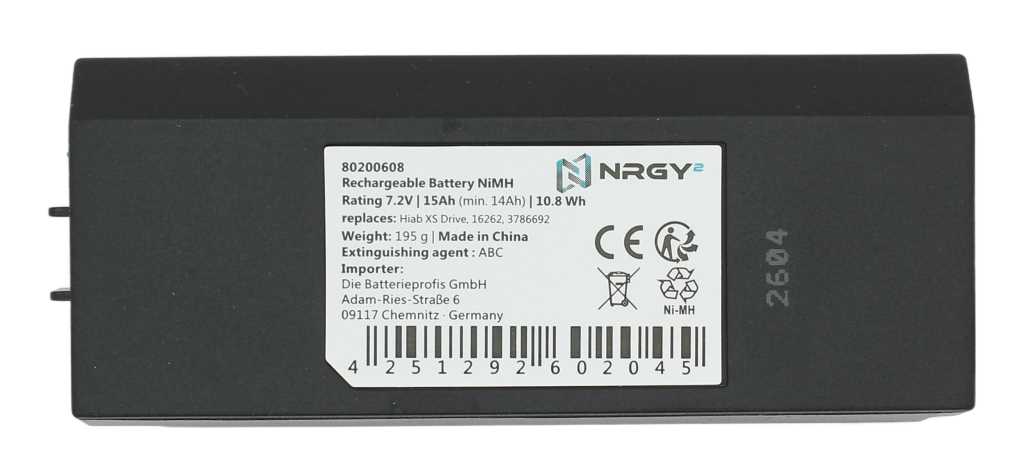 Kranakku NiMH 7,2V 1500mAh passend für: Hiab XS Drive, 16262, 3786692