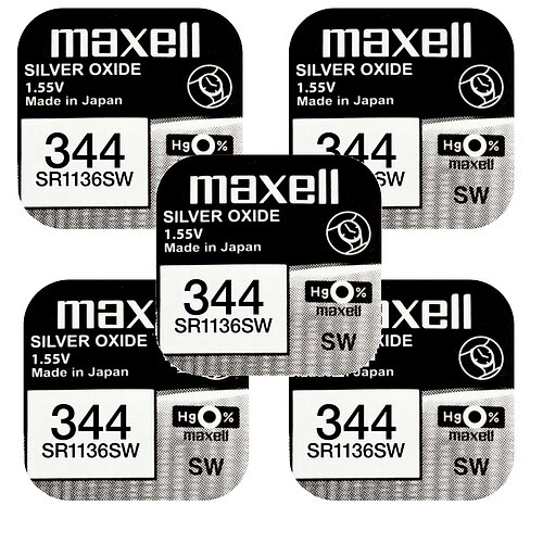 5x SR1136SW 344 Silberoxid Batterie Maxell 1,55 V